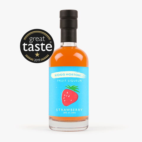 A gluten-free and vegan-friendly 250ml bottle of Hogg Norton Strawberry liqueur. Ideal for cocktails, Prosecco, Champagne, and desserts.