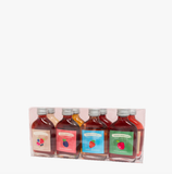 Gift pack of eight 50ml fruit liqueur bottles showcasing various flavors, perfect for cocktails, adding to mixers, or even pouring over ice cream. Gluten Free and Vegan friendly. hoggnorton, Liqueurs
