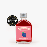 Award-winning Hogg Norton Blackberry Liqueur 50ml bottle with a vibrant red color and sleek silver cap, showcasing the “Great Taste 2019” badge. Gluten-free, vegan-friendly with no additives or preservatives. Perfect for cocktails, on its own or over desserts. hoggnorton, Liqueurs